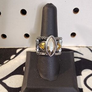 Gunmeral and Gold Accent Statement Ring - Women Jewelry